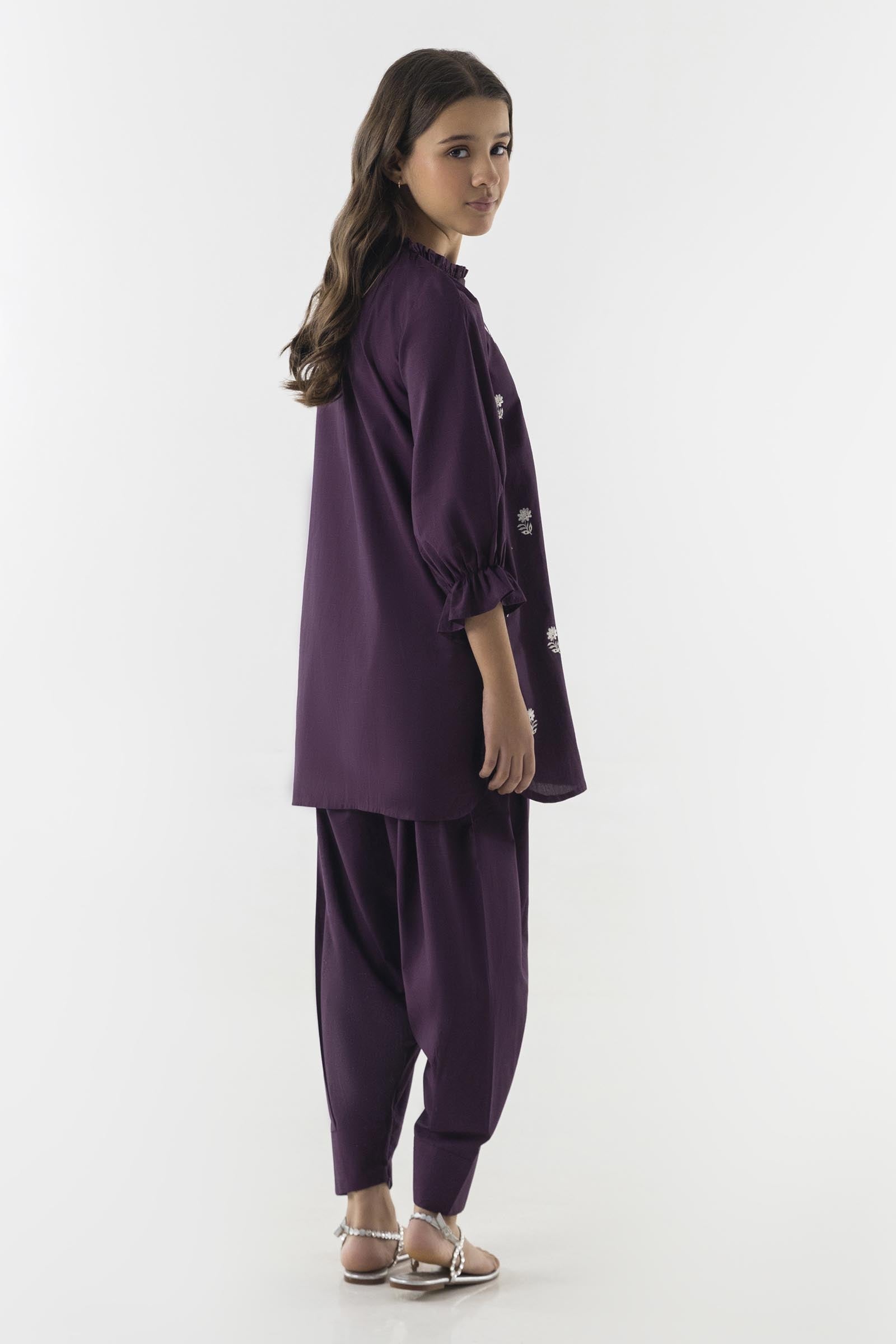 Stitched Kids Purple Basic Shirt + Shalwar Secondary image