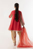 Stitched Red Embroidered Shirt + Bottom + Dupatta
