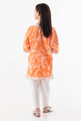Stitched Kids Orange Printed Baggy Shirt