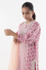 Stitched Kids Floral Printed Shirt + Shalwar + Dupatta
