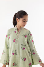 Stitched Kids Green Slub Shirt + Shalwar