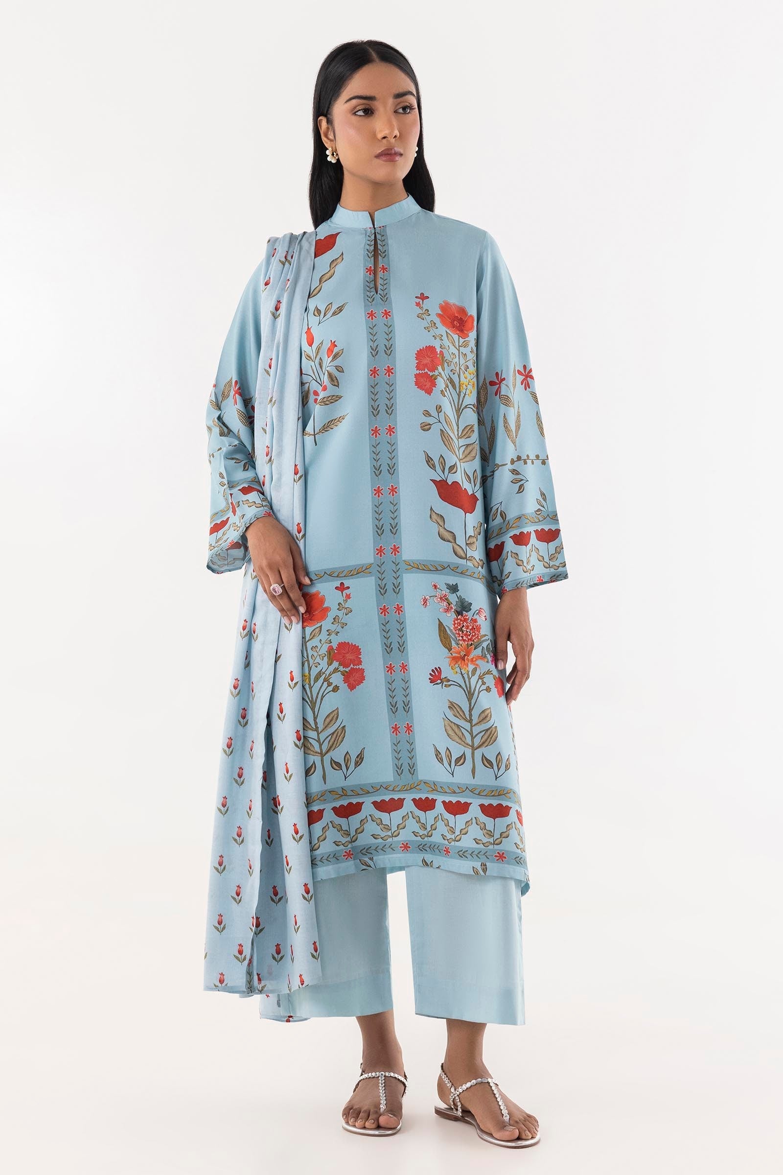 Stitched Multi Printed Shirt + Culotte + Dupatta Main image