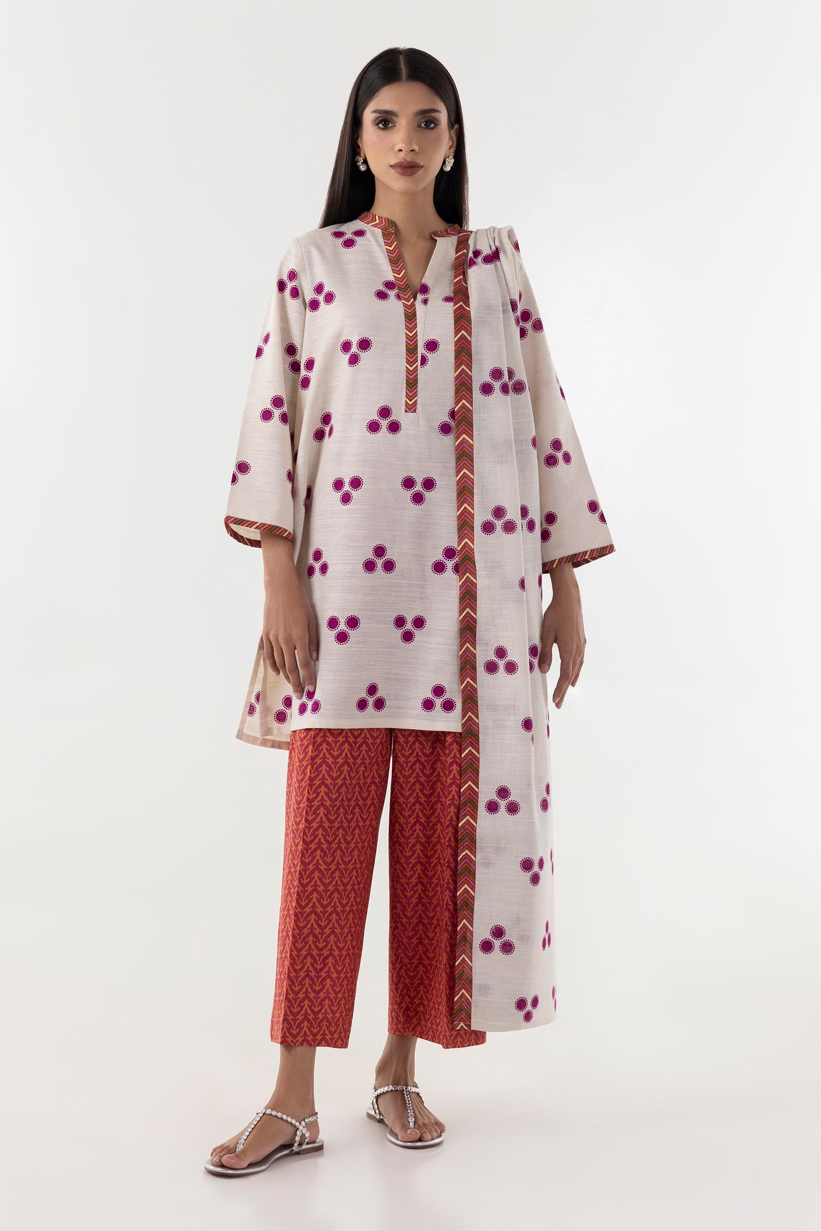 Stitched Multi Printed Shirt + Culotte +Dupatta Main image