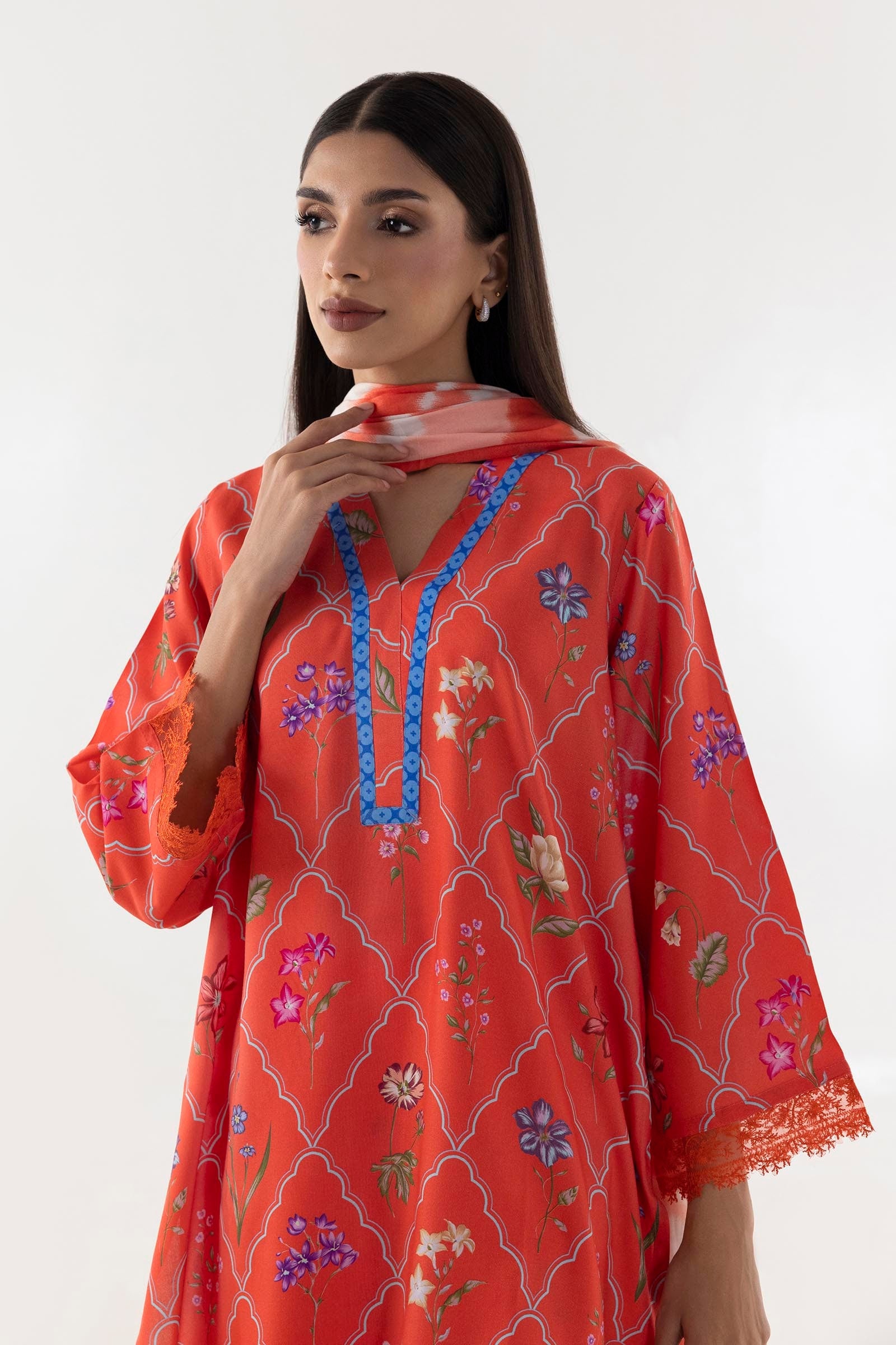 Stitched Multi Printed Shirt + Culotte + Dupatta Secondary image