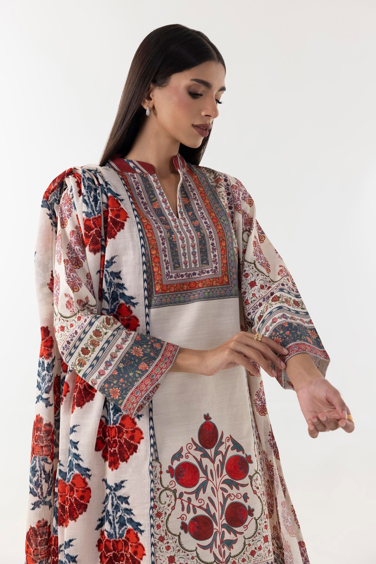 Stitched Multi Printed Shirt + Dupatta