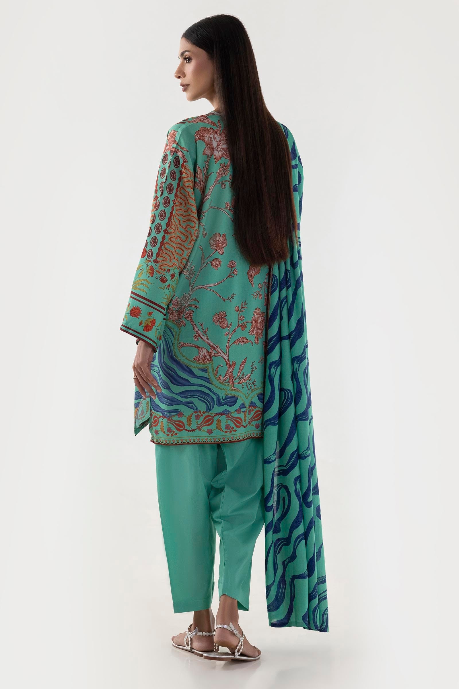 Stitched Multi Printed Shirt + Shalwar + Dupatta
