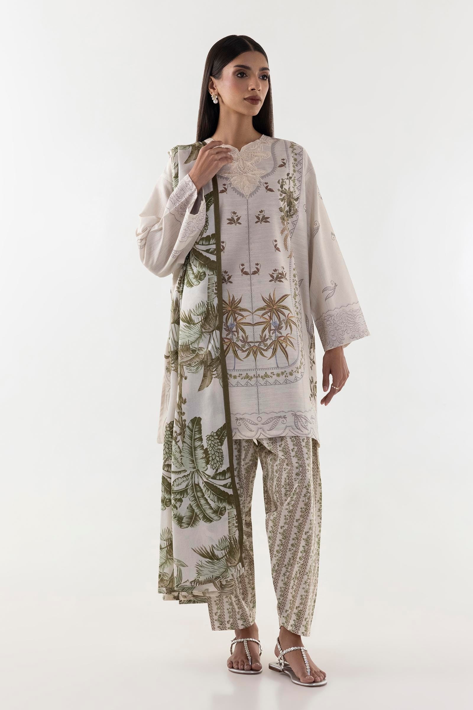 Stitched Multi Printed Shirt + Culotte + Dupatta Main image