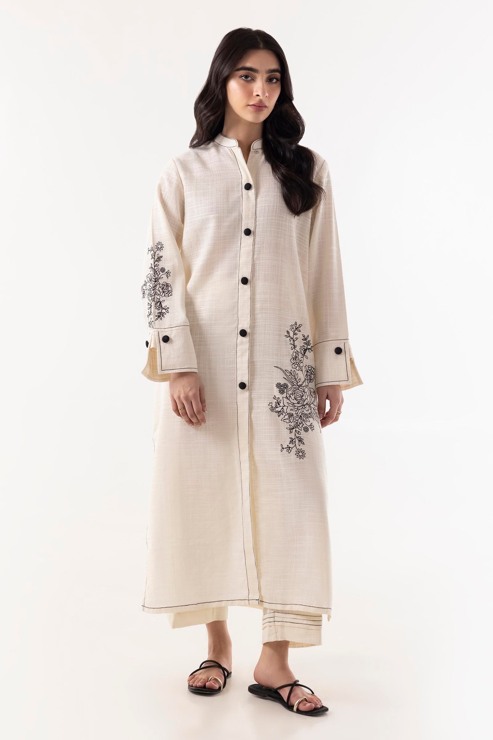 Stitched Beige Embroidered Shirt Main image