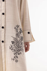 Stitched Beige Embroidered Shirt