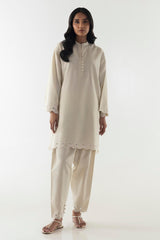 Stitched Beige Embroidered Shirt + Shalwar