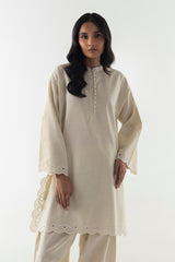 Stitched Beige Embroidered Shirt + Shalwar