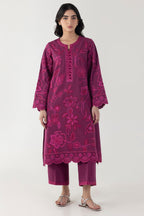 Stitched Dark Pink Embroidered Shirt + Culotte