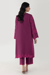 Stitched Dark Pink Embroidered Shirt + Culotte