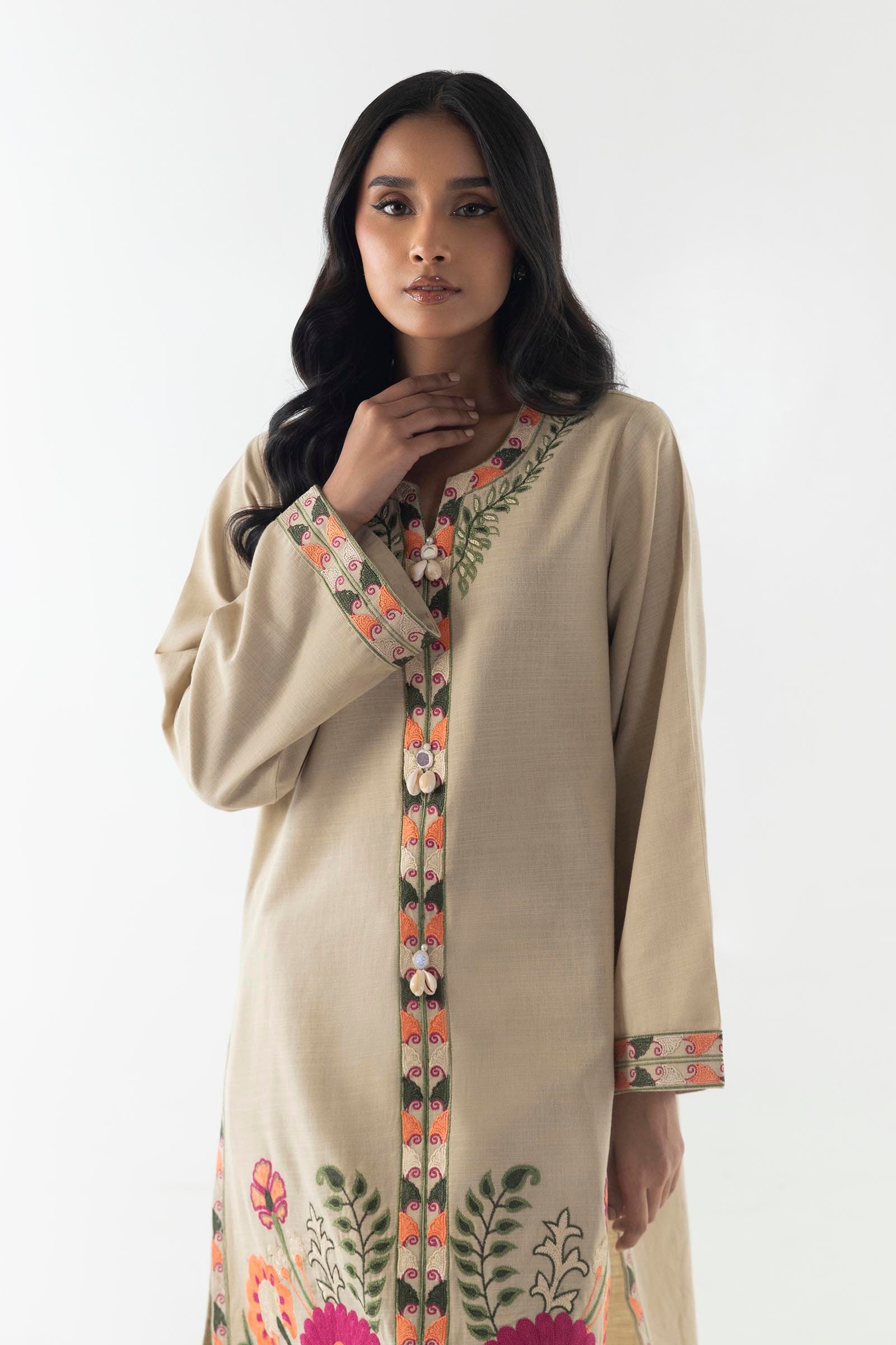 Stitched Beige Embroidered Shirt + Shalwar Secondary image
