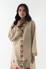 Stitched Beige Embroidered Shirt + Shalwar