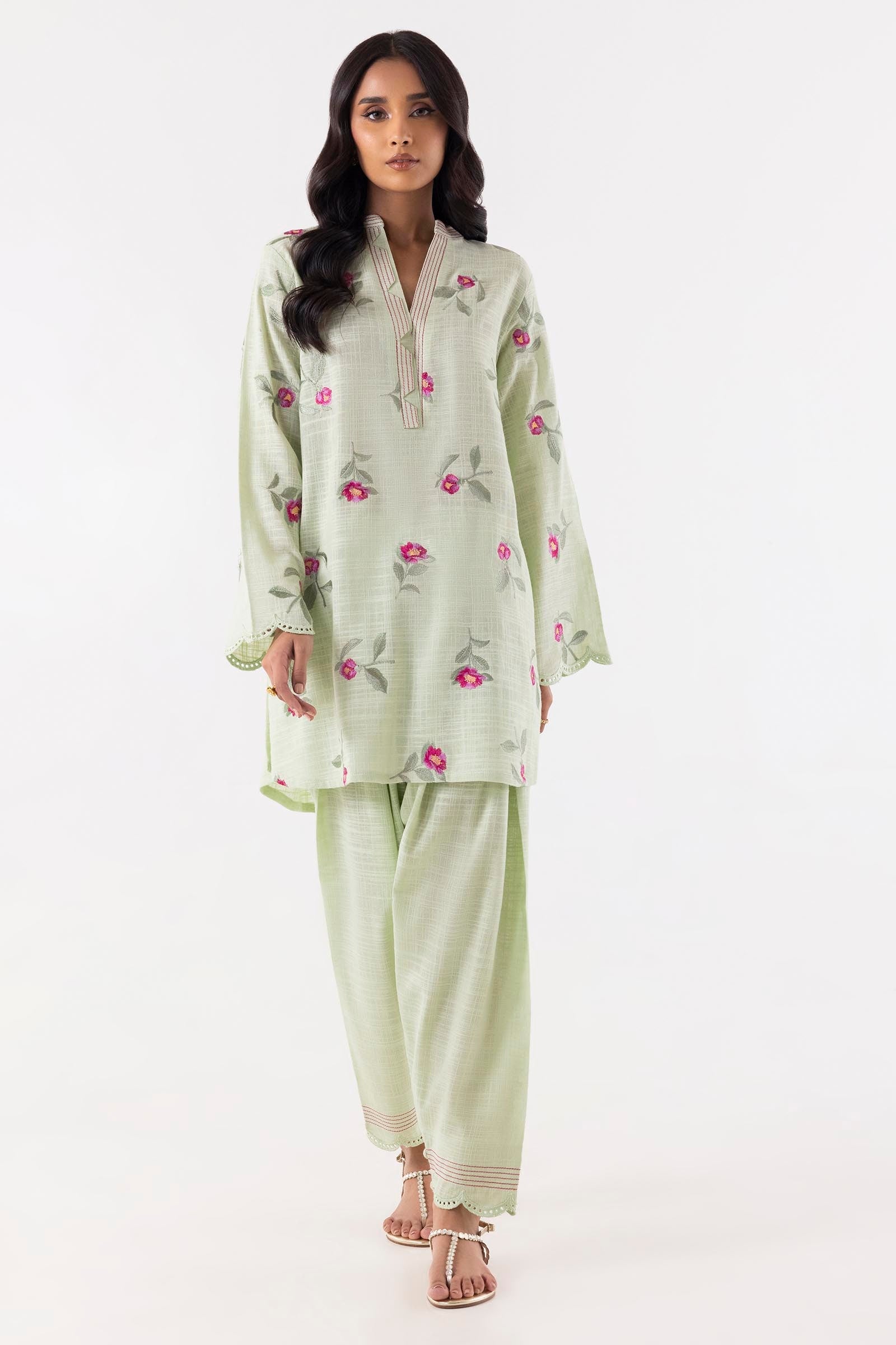 Stitched Green Embroidered Shirt + Shalwar Main image