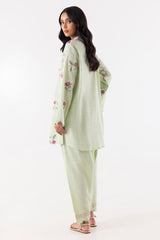 Stitched Green Embroidered Shirt + Shalwar