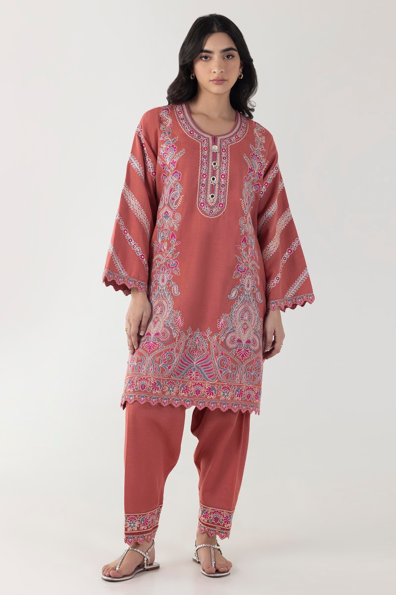 Stitched Dark Pink Embroidered Shirt + Shalwar Main image
