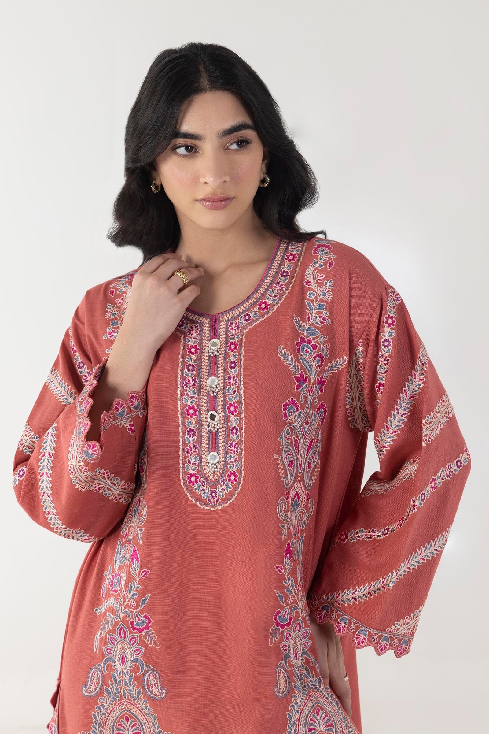 Stitched Dark Pink Embroidered Shirt + Shalwar Secondary image