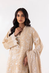 Stitched Beige Emboidered Shirt