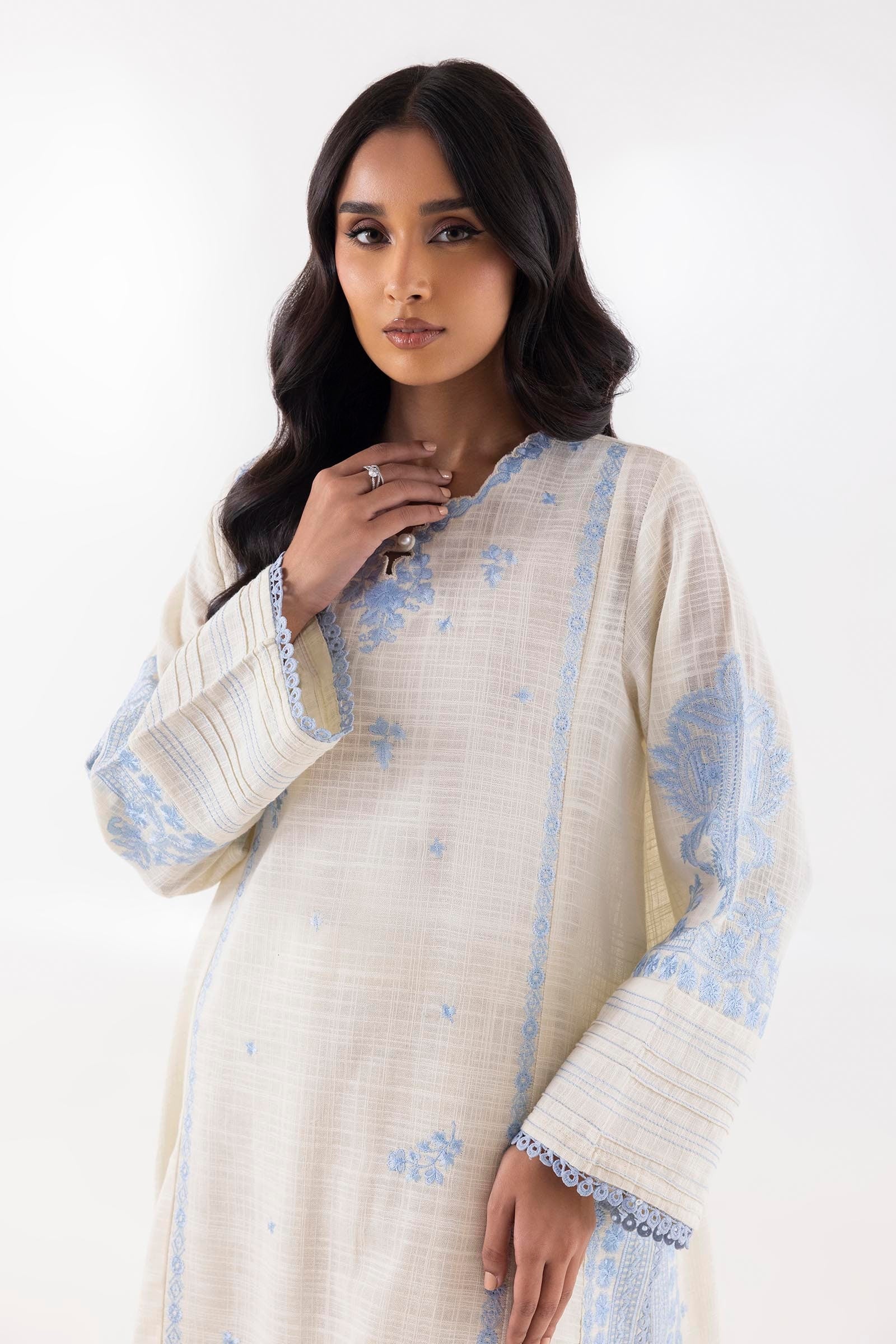 Stitched Cream Embroidered Shirt Secondary image