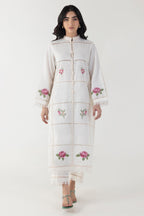 Stitched Off White Embroidered Shirt + Culotte