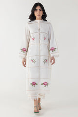 Stitched Off White Embroidered Shirt + Culotte