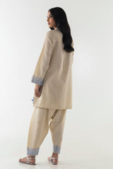 Stitched Creme Embroidered Shirt + Shalwar