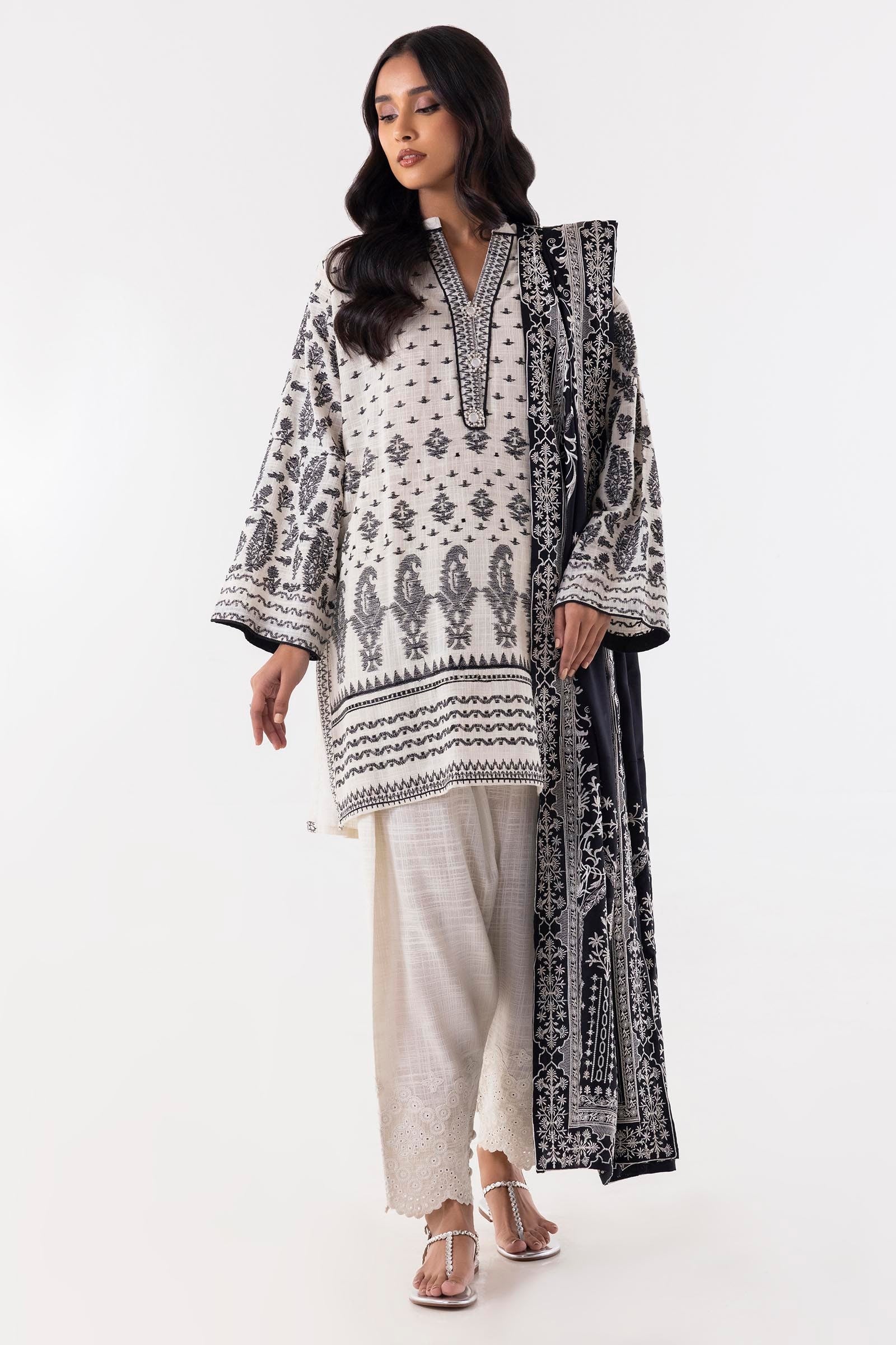 Stitched Beige Embroidered Shirt Main image