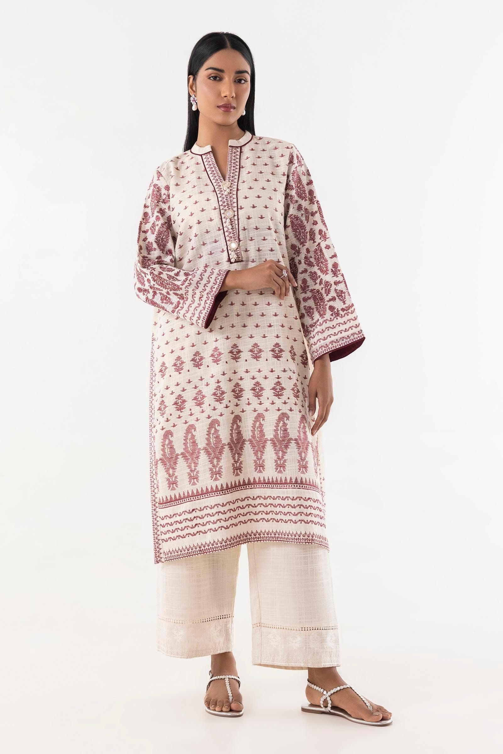 Stitched Basic Slub Embroidered Shirt Main image