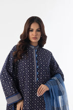 Stitched Navy blue Boxy Printed Shirt+Culotte+Dupatta