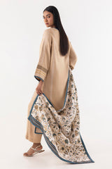 Stitched Beige Basic Printed Suit