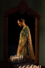 Stitched Green Embroidered Shirt + Gharara + Dupatta
