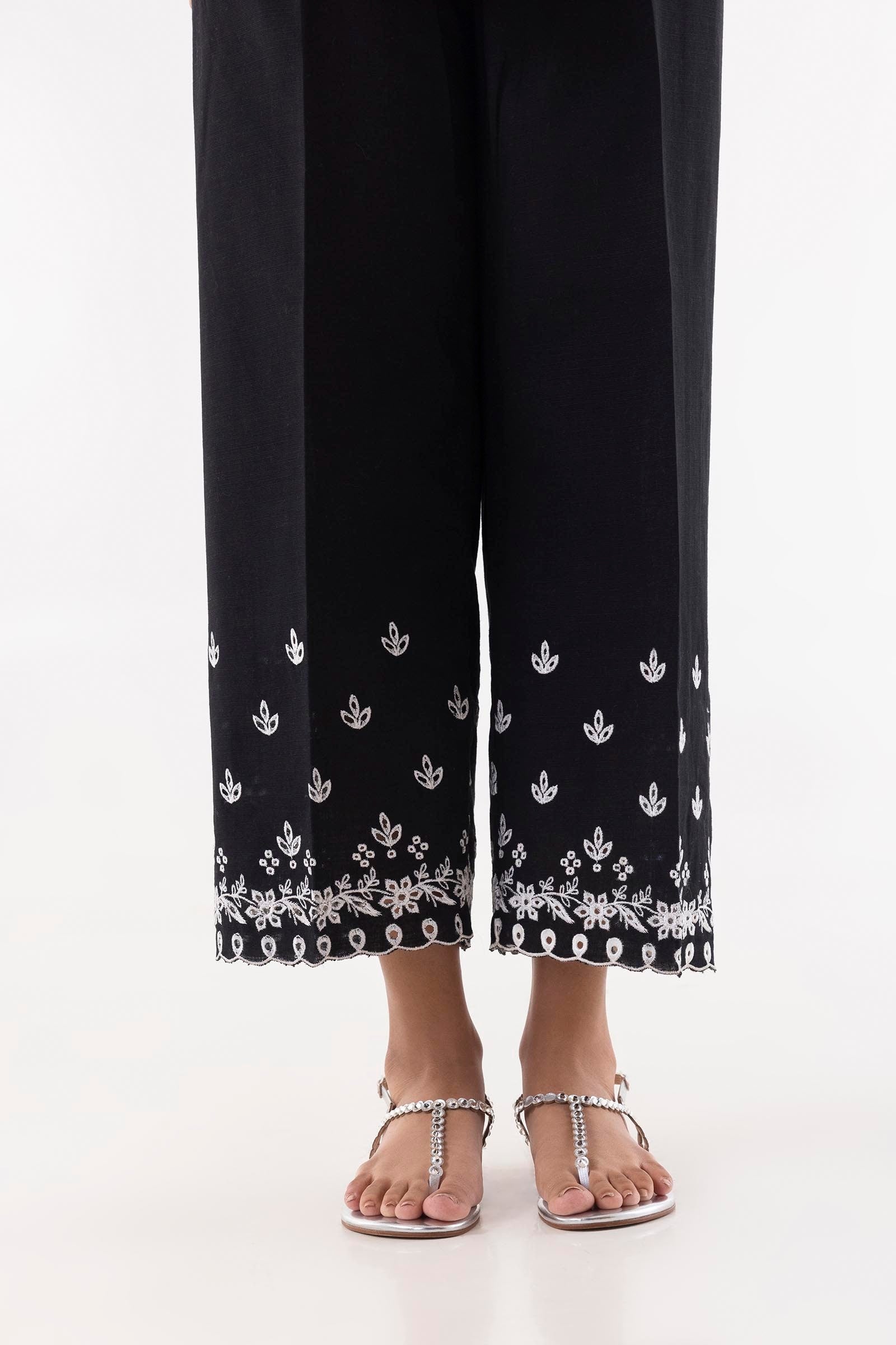 Stitched Black Embroidered Culotte Secondary image