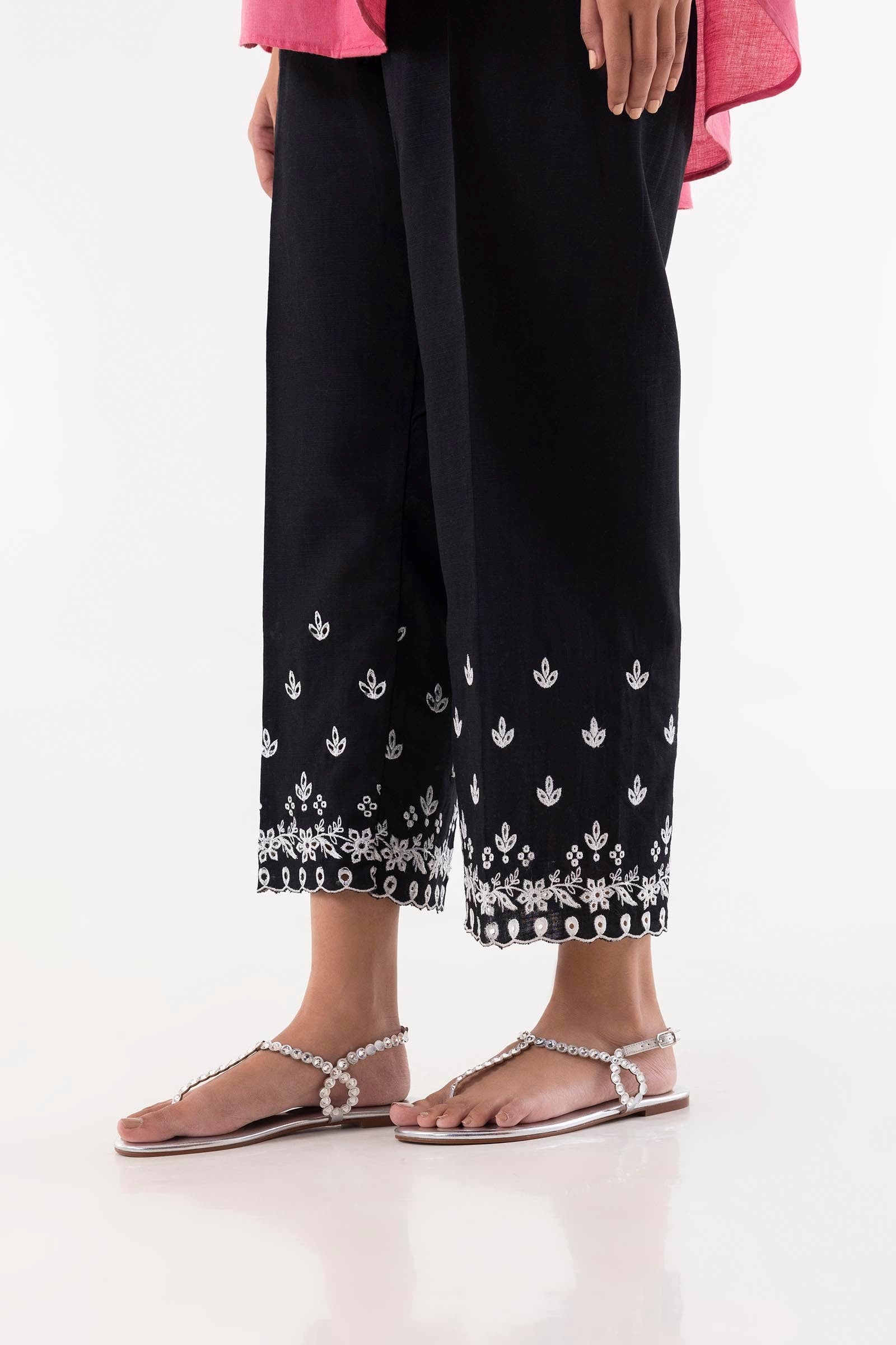 Stitched Black Embroidered Culotte Main image