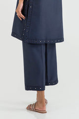 Stitched Dark Blue Embroidered Culotte