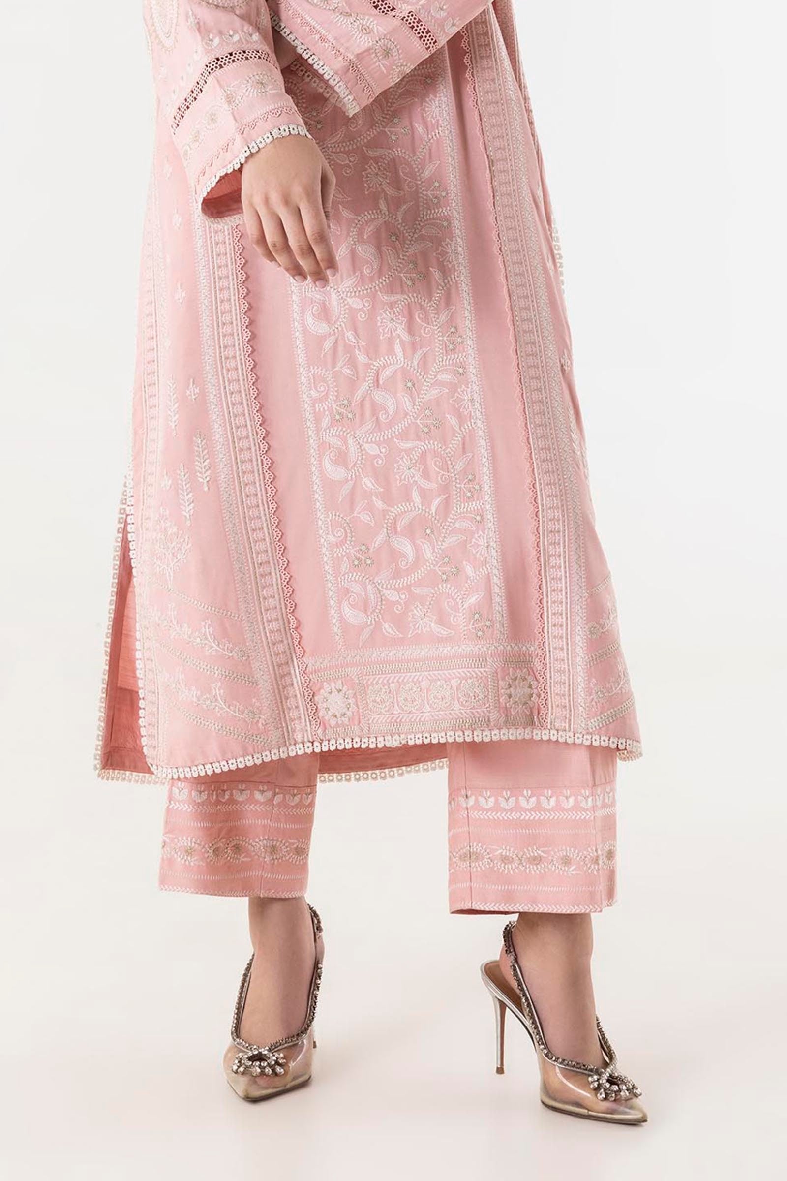 Stitched Slub Embroidered Culotte Main image