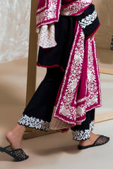 Stitched Black Embroidered Culotte