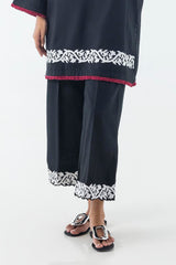 Stitched Black Embroidered Culotte