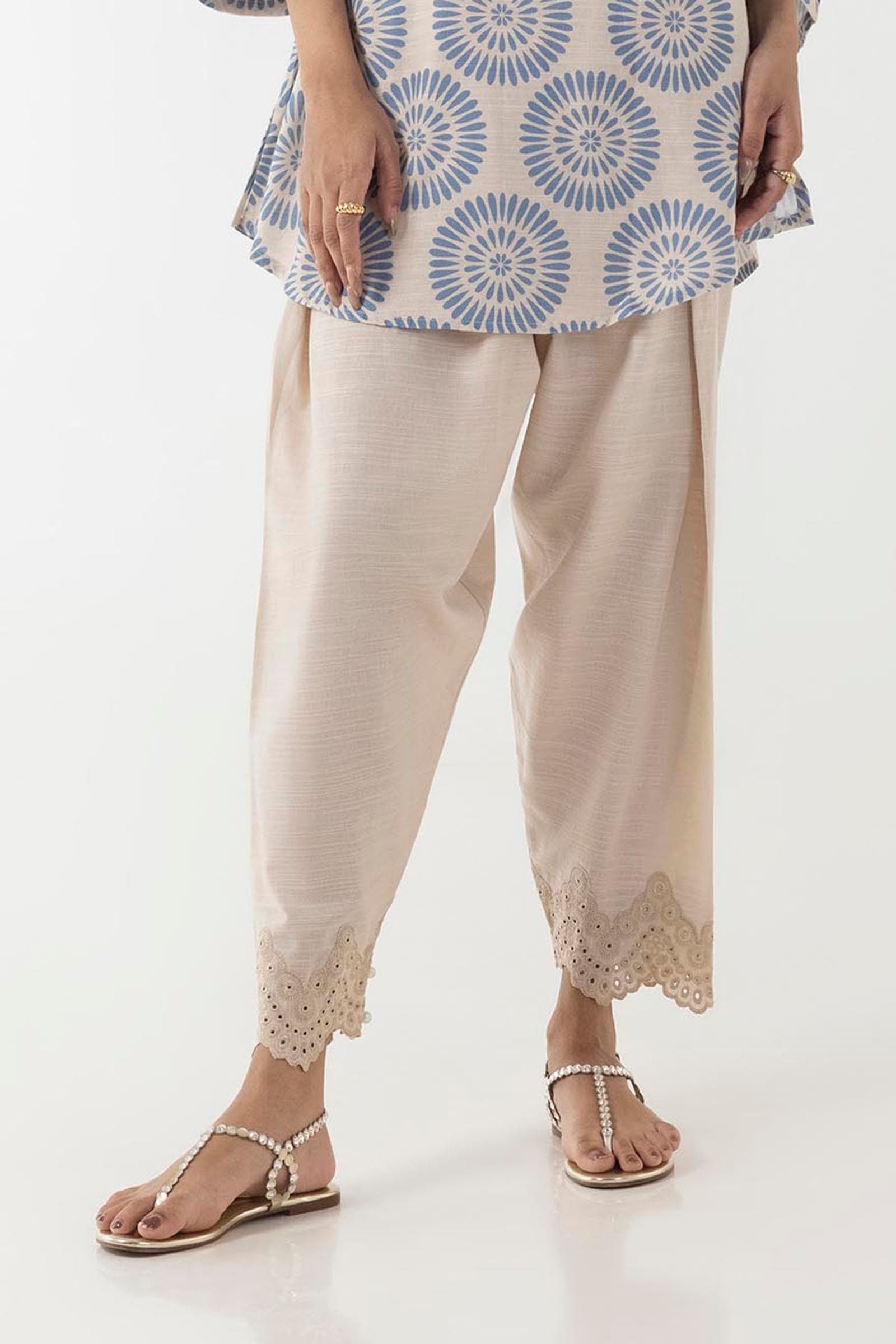 Stitched Beige Embroidered Shalwar Main image