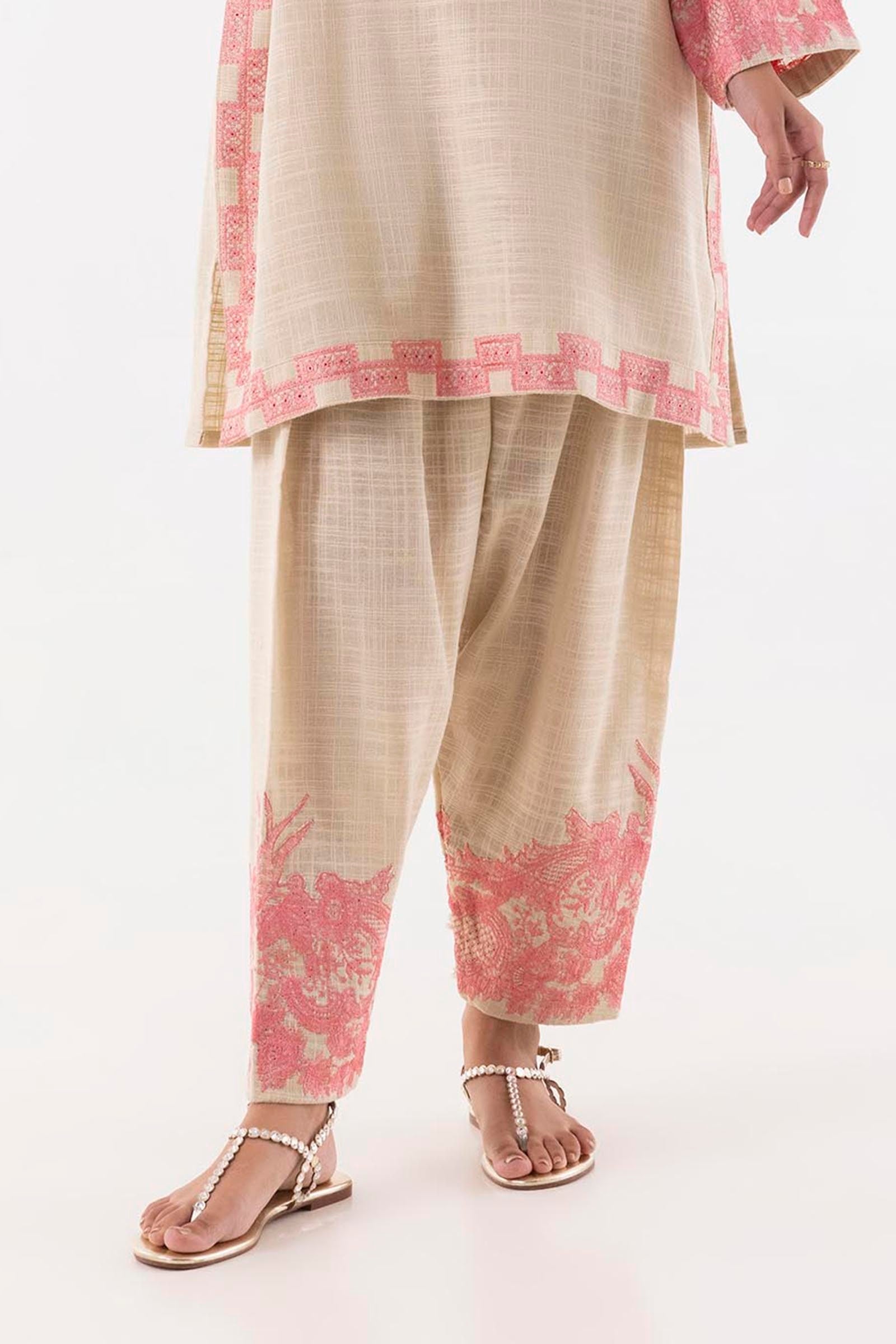 Stitched Beige Embroidered Shalwar Main image