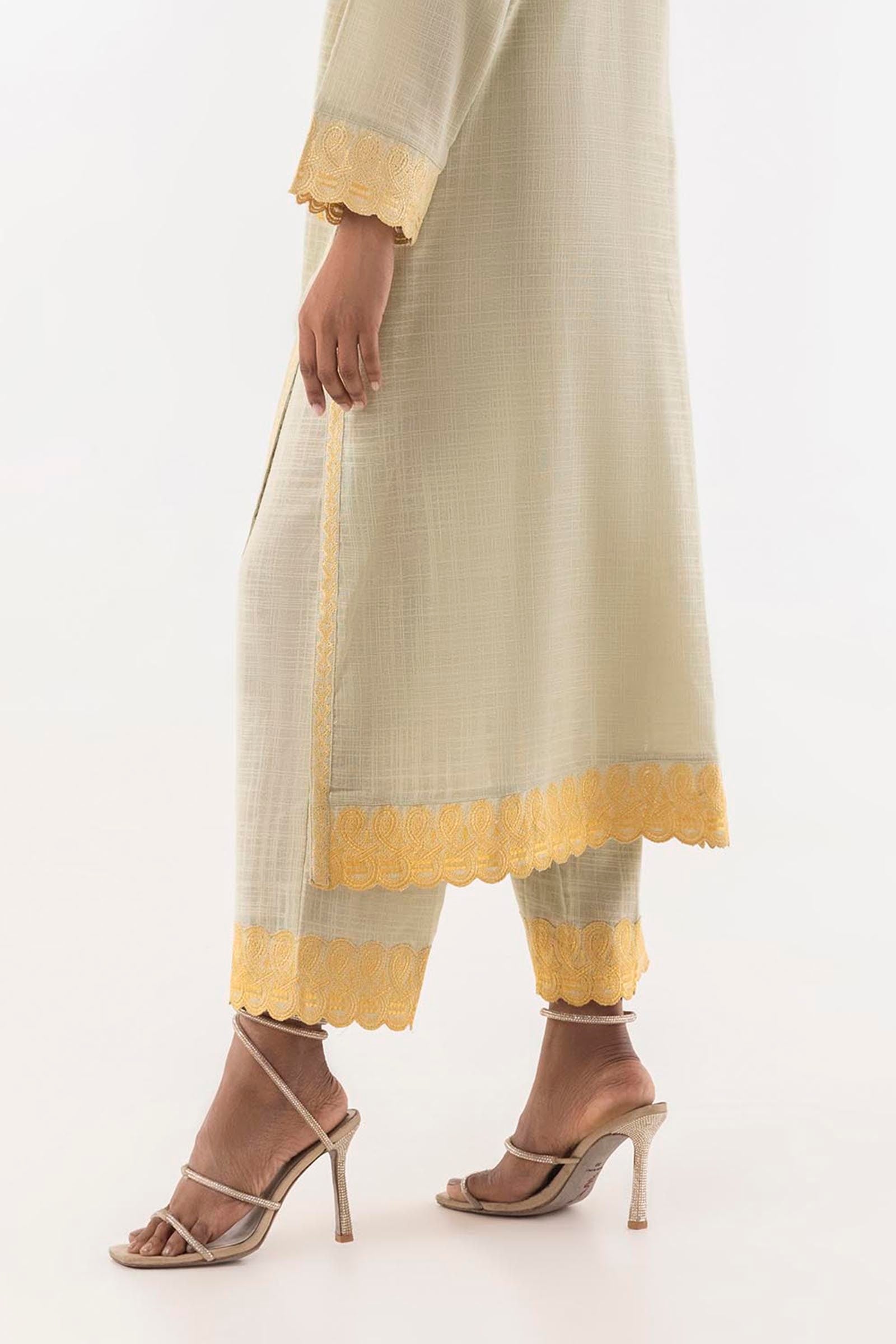 Stitched Beige Embroidered Culotte Secondary image