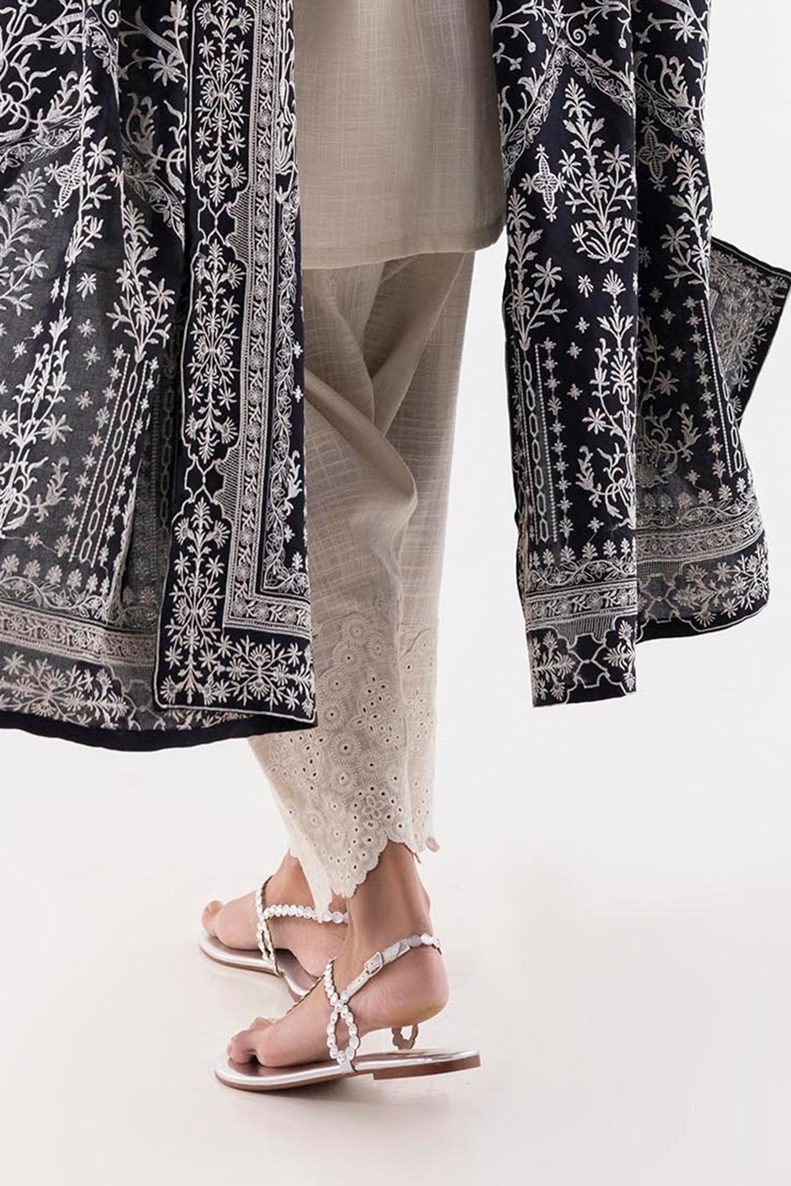 Stitched Beige Embroidered Shalwar Secondary image