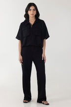 Stitched Black Printed Shirt