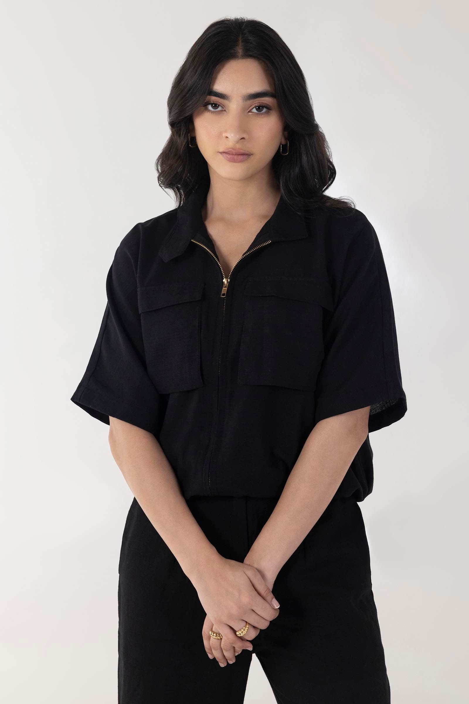 Stitched Black Printed Shirt Secondary image