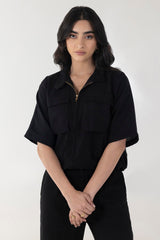 Stitched Black Printed Shirt