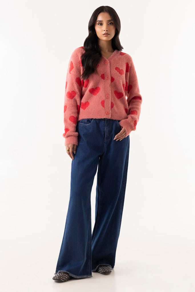 Stitched Heart Printed Sweater