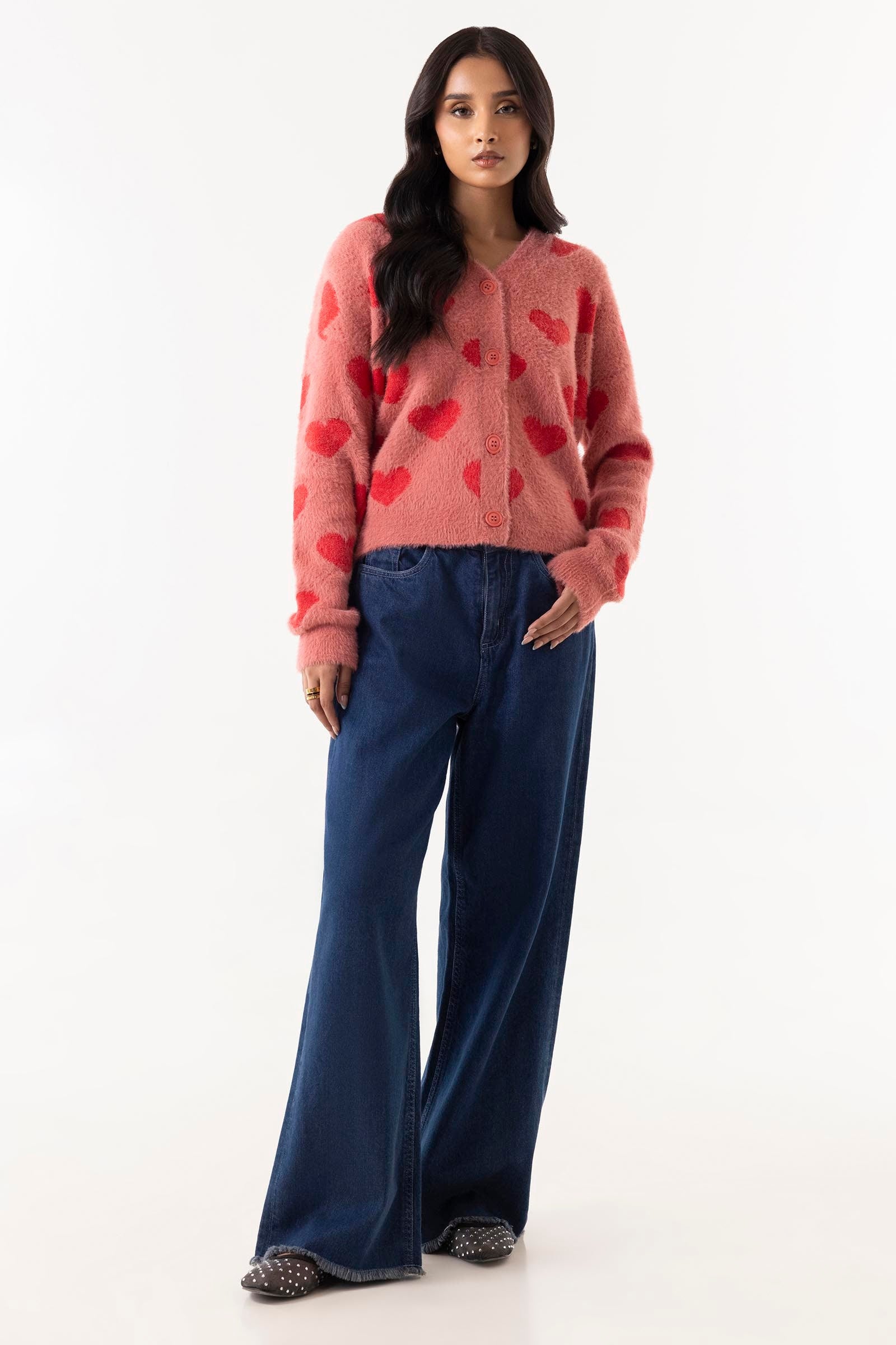 Stitched Heart Printed Sweater