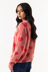 Stitched Heart Printed Sweater