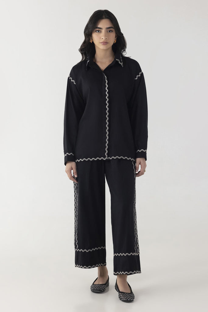 Stitched Black Printed Co-ord